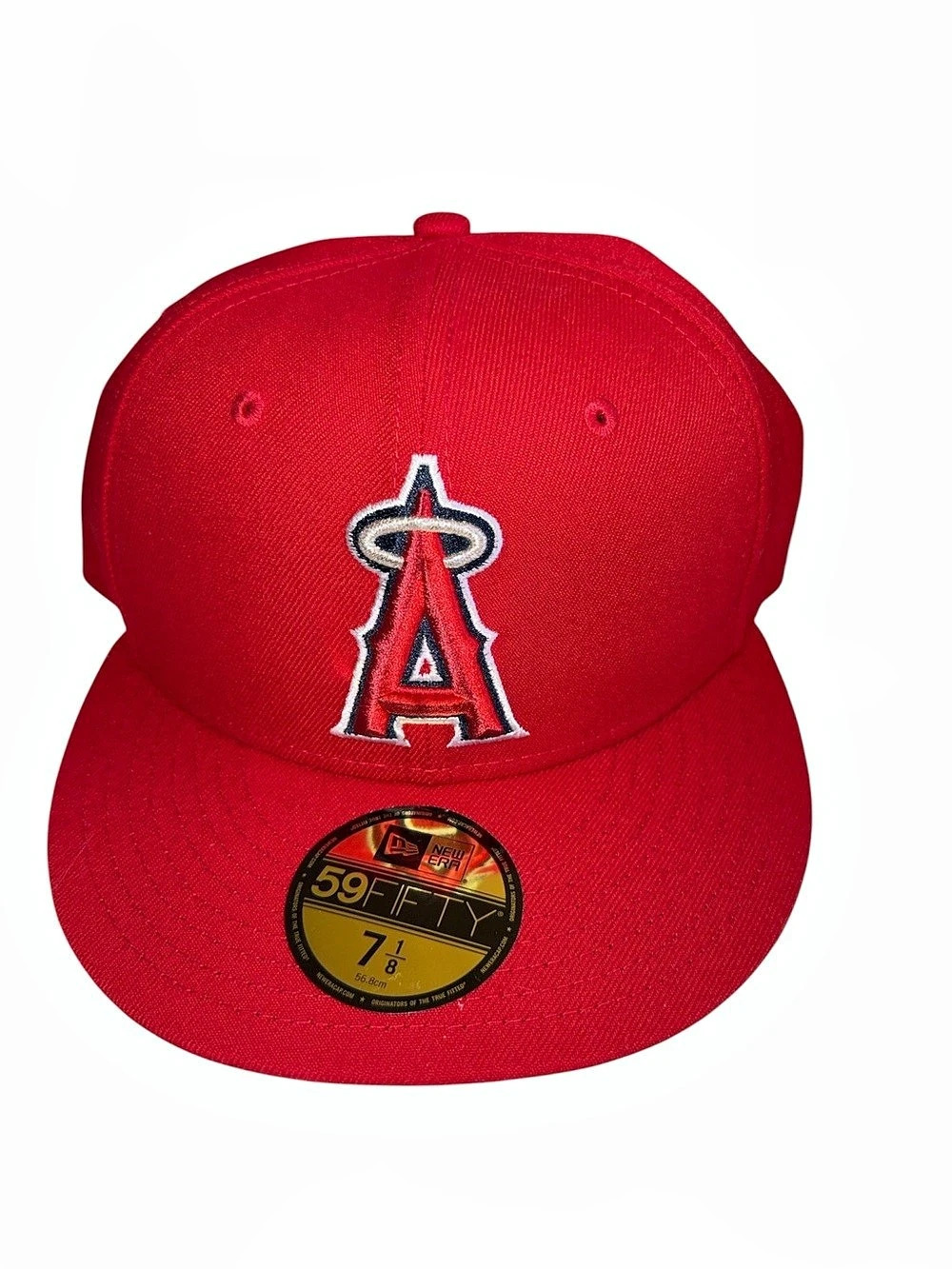 New Era Los Angeles Angels 59FIFTY Fitted Hat Red Fitted Hat Size 7 1/8 NEW